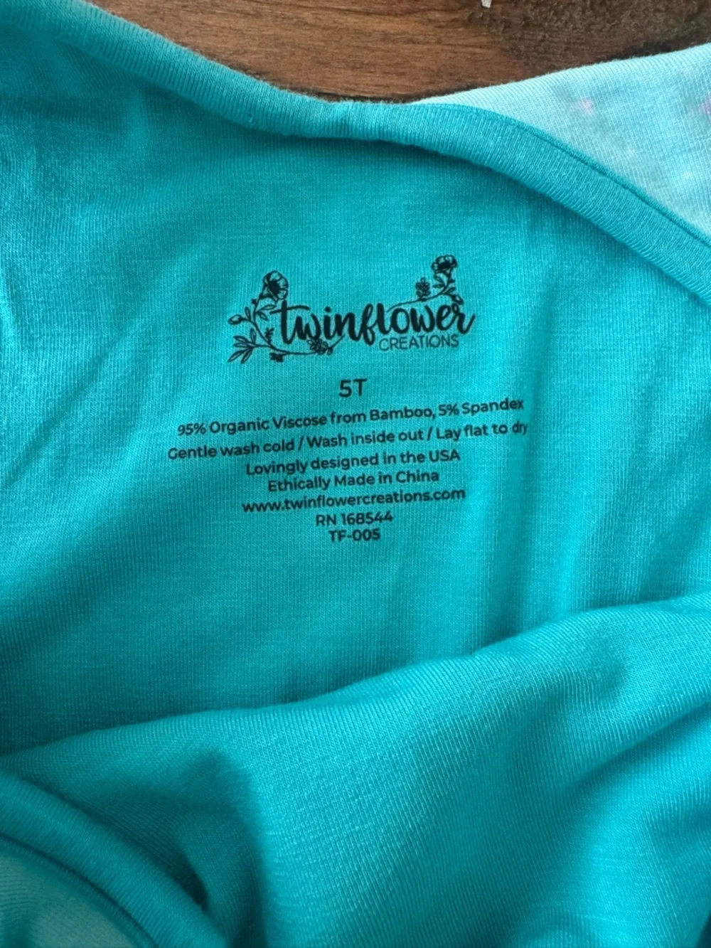 Twinflower Creations Mint Mermaid Print Sleeveless Bamboo Jumpsuit size 5T - Picture 6 of 8